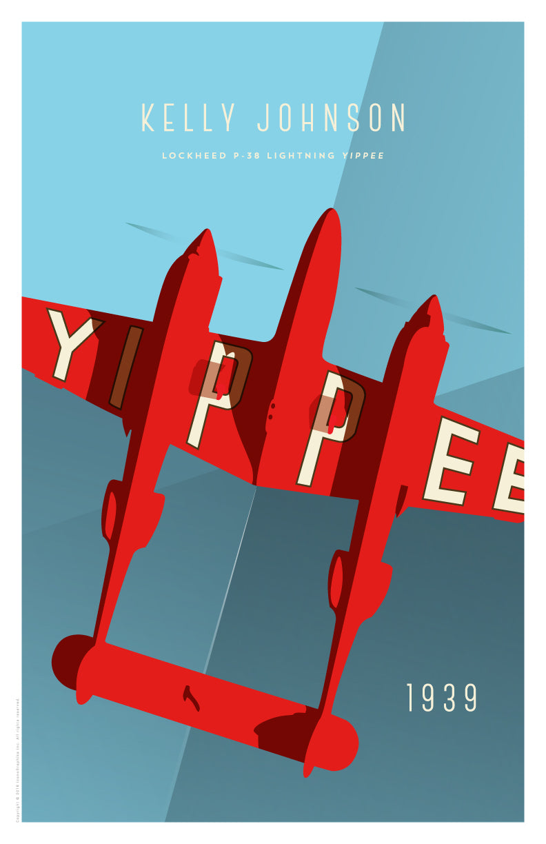 Lockheed P-38 Lightning by Clarence Leonard “Kelly” Johnson in light blue