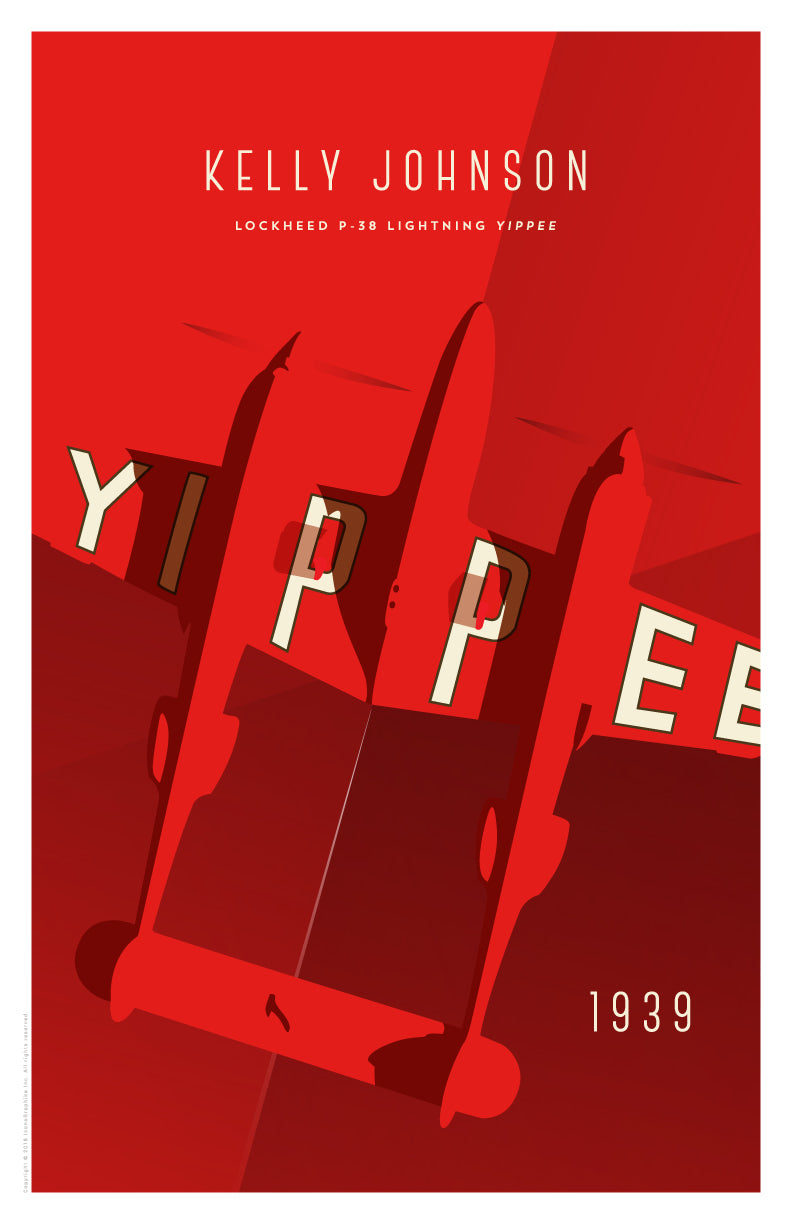 Lockheed P-38 Lightning by Clarence Leonard “Kelly” Johnson in dark red