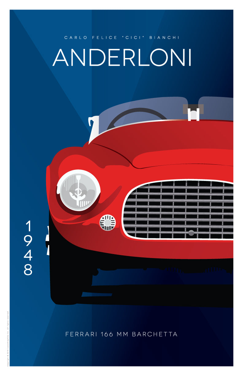 Ferrari 166 MM Barchetta by Carlo Felice Bianchi Anderloni in dark blue