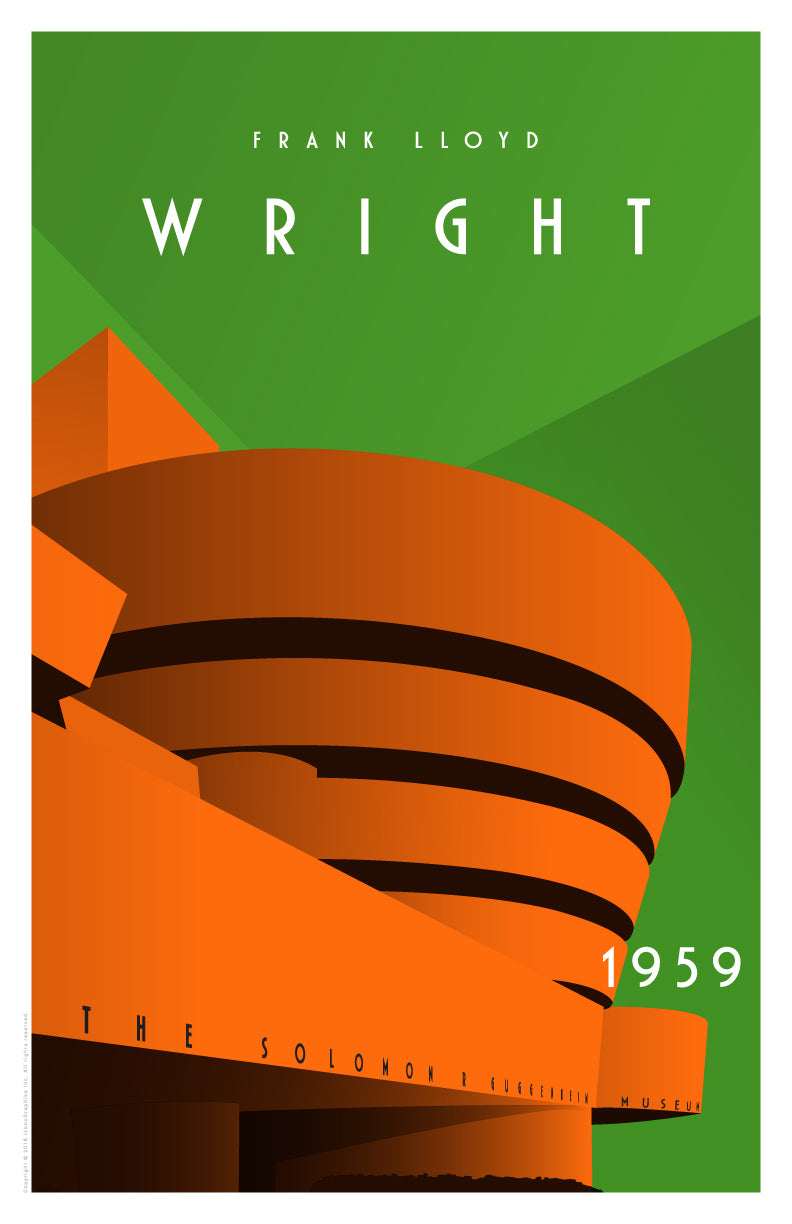 Solomon R. Guggenheim Museum by Frank Lloyd Wright in light green