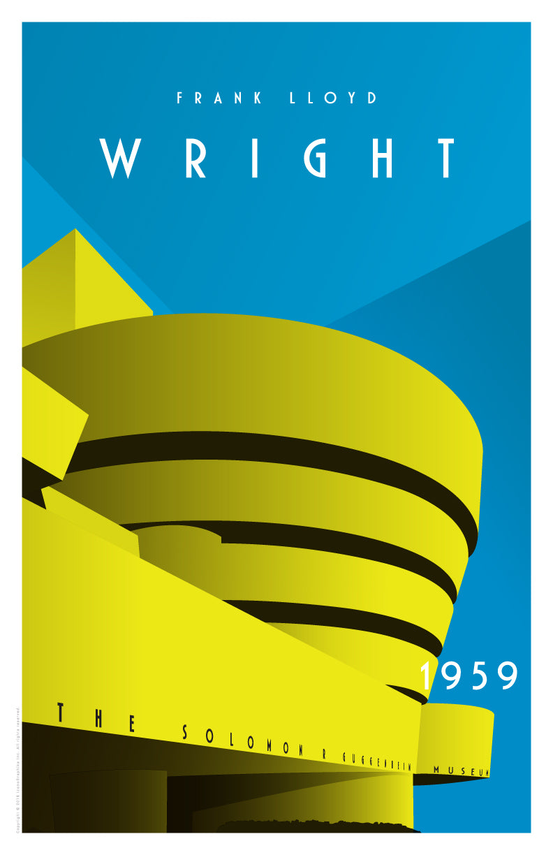 Solomon R. Guggenheim Museum by Frank Lloyd Wright in light blue