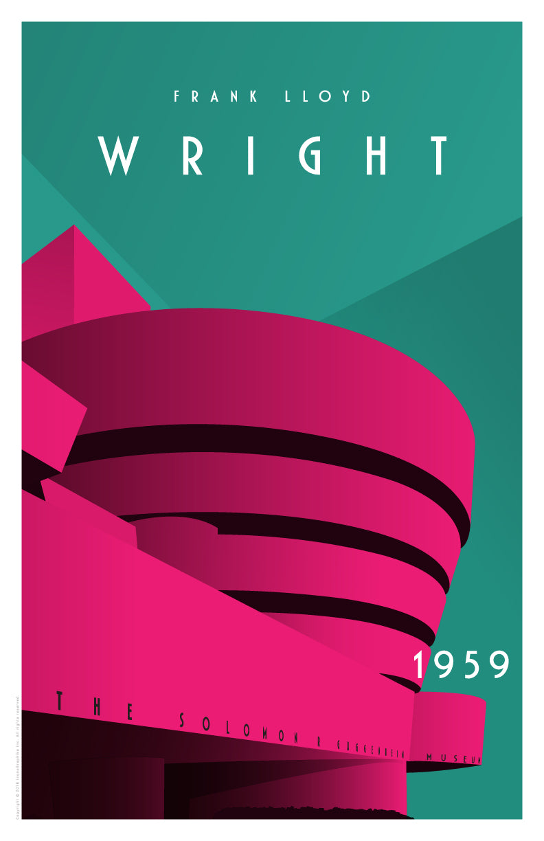 Solomon R. Guggenheim Museum by Frank Lloyd Wright in dark green