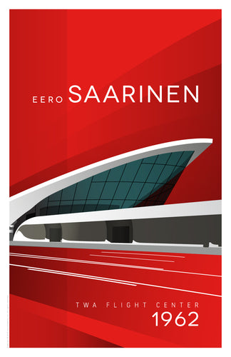 TWA Flight Centre by Eero Saarinen in dark red
