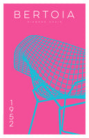 Diamond Chair by Harry Bertoia in dark pink