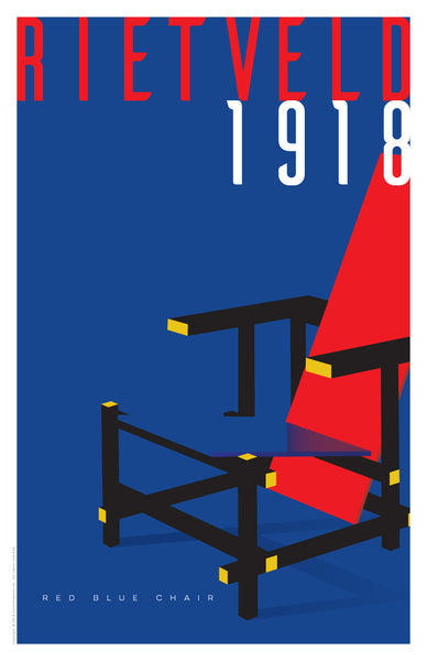 Red Blue Chair by Gerrit Rietveld in dark blue