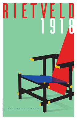 Red Blue Chair by Gerrit Rietveld in light green