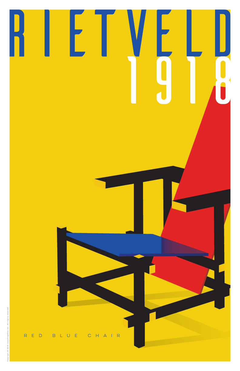 Red Blue Chair by Gerrit Rietveld in light yellow