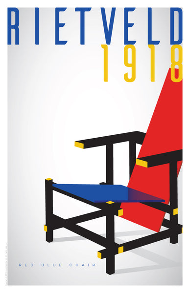 Red Blue Chair by Gerrit Rietveld in light gray