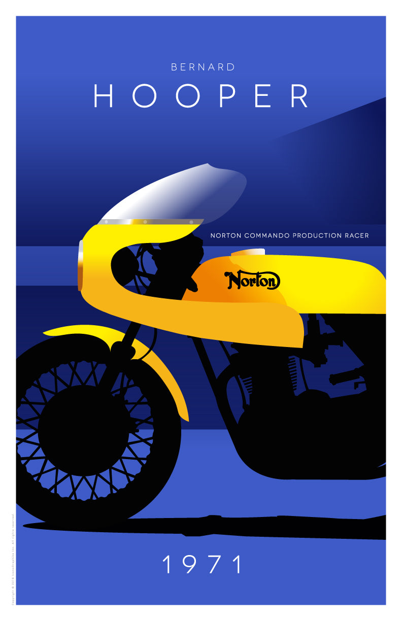 Norton Commando Production Racer by Bernard Hooper in dark blue